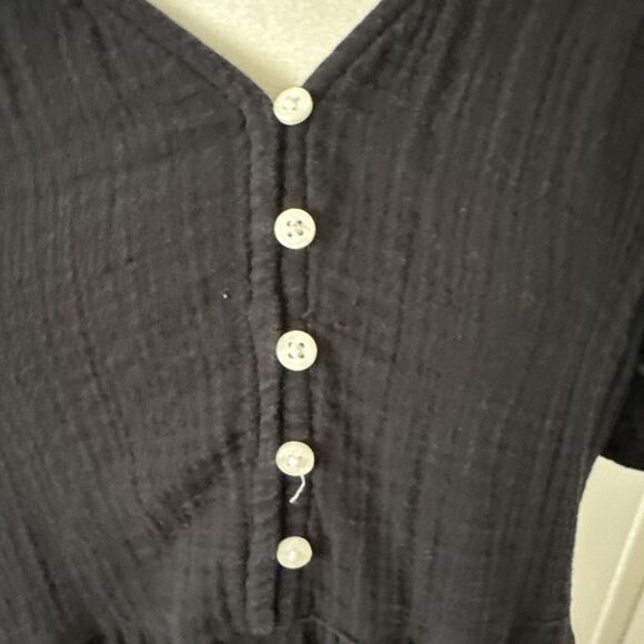 Old Navy Womens Boho Black Maxi Peasant Dress Sz L Dark Cottagecore Prairie - Picture 3 of 16